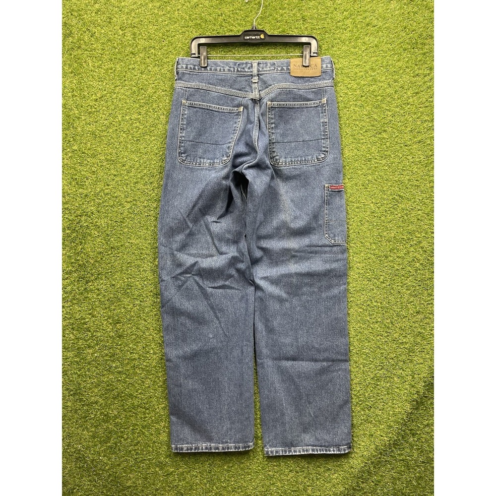 Nautica Jeans Mens 33x34 Original Relaxed Fit Casual Blue Dark Wash Denim y2k
